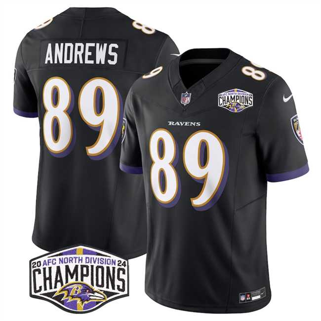 Mens Baltimore Ravens #89 Mark Andrews Black F.U.S.E 2024 AFC North Division Champions Vapor Limited Jersey